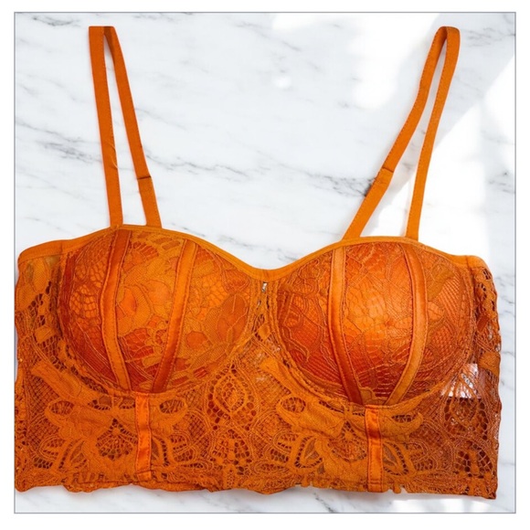 Haute Monde Orange Lace Balconette Bra - Picture 1 of 4